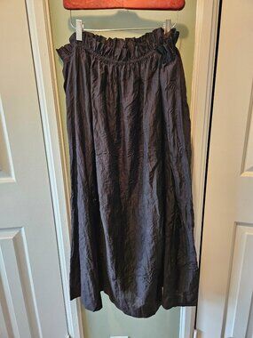 J. Crew Crinkled Gathered Waist Skirt Black XL CI649 2025 Midi Maxi Pull-On